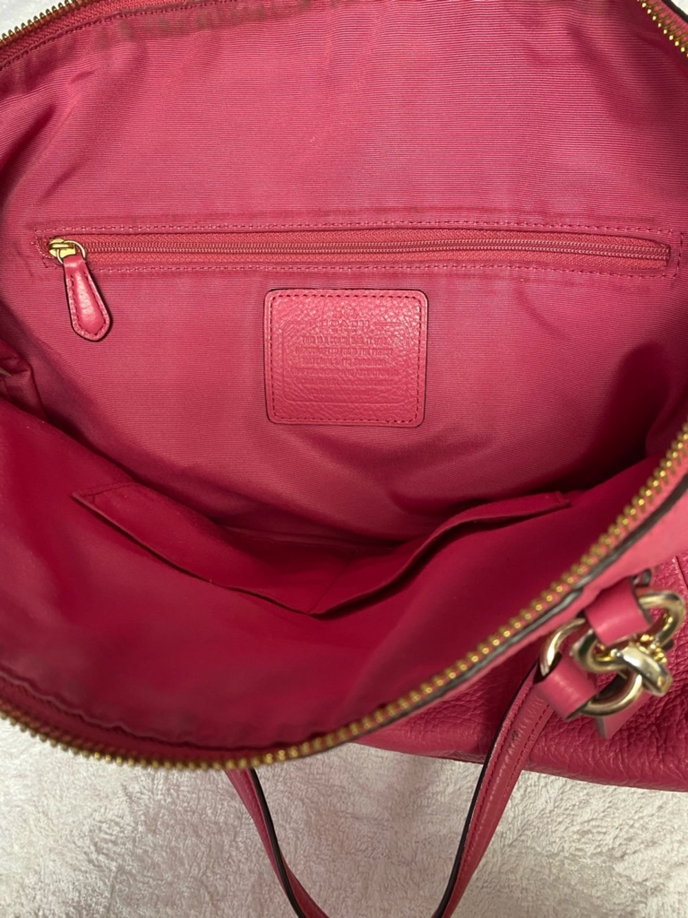 Coach Pebbled Leather Shoulder Bag - Fuchsia Pink - Picture 9 of 12